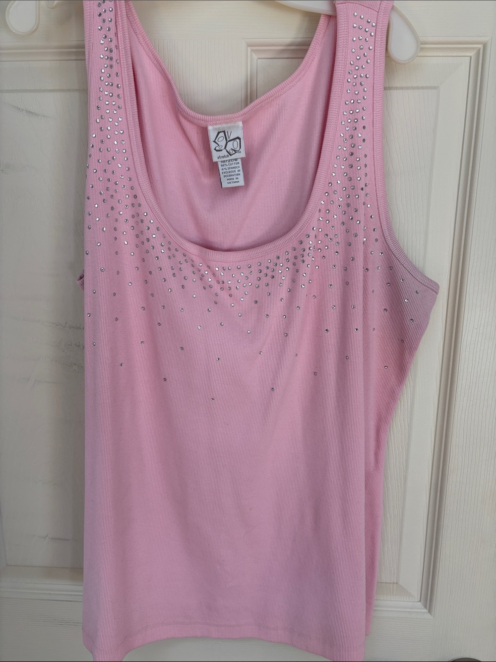 Fashion Bug Light Pink Rhinestone Scoop Neck Tank